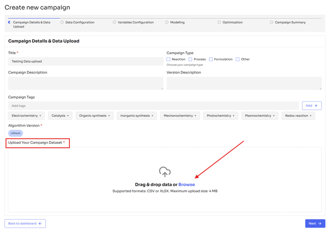 Data File Upload for Campaigns
